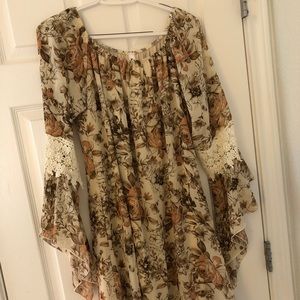 Women’s Just Dandy Dress - Tan Floral w/ Lace